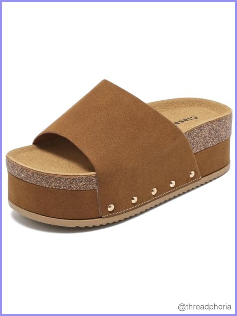 Women's Suede Platform Wedge Sandals Cork Footbed Espadrille Slide